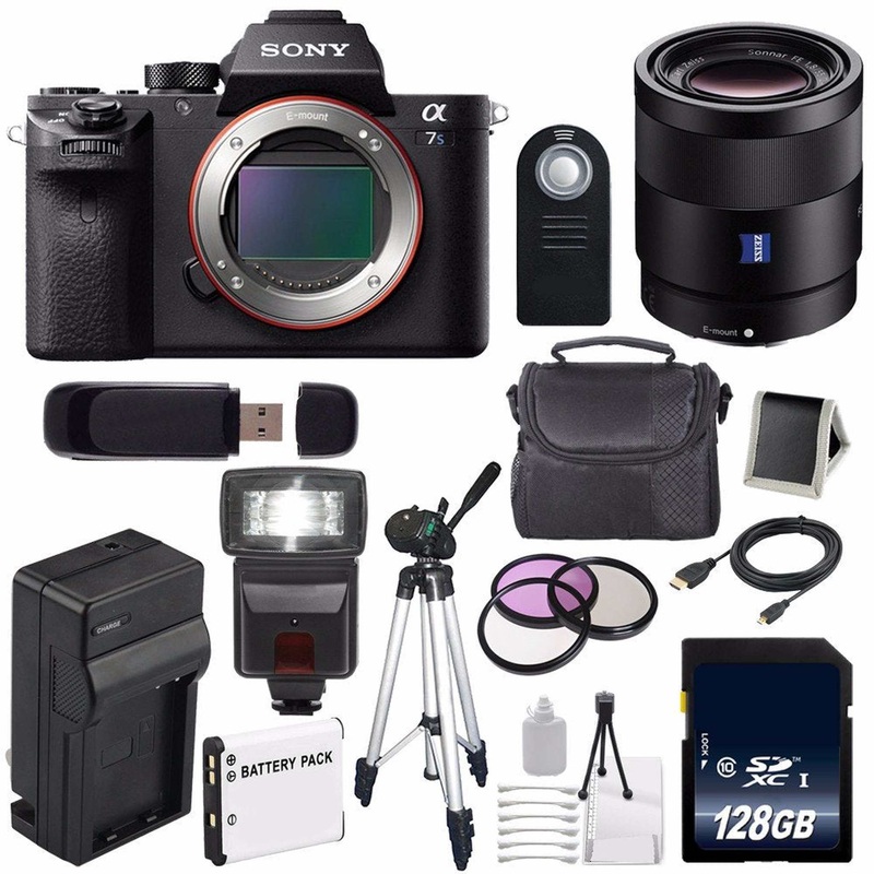 Sony Alpha a7S II a7S Mark II a7SII ILCE7SM2/B Mirrorless Digital Camera (International Model) + Sony Sonnar T FE 55mm Lens Advanced Bundle