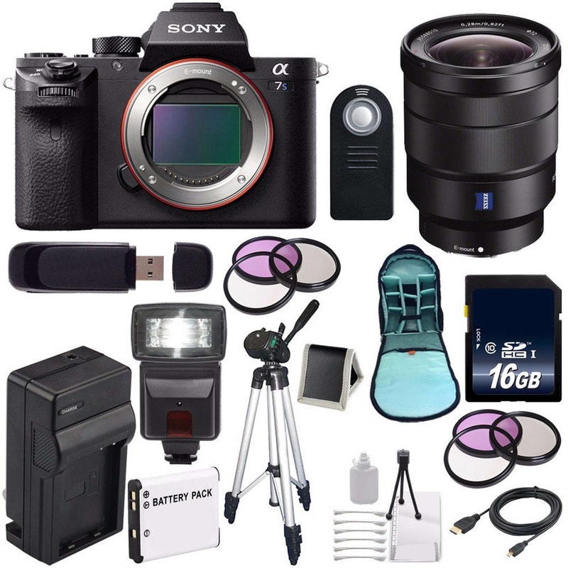 Sony Alpha a7S II a7S Mark II a7SII ILCE7SM2/B Mirrorless Digital Camera (International Model) + Vario-Tessar T FE 16-35 Lens Deluxe Bundle