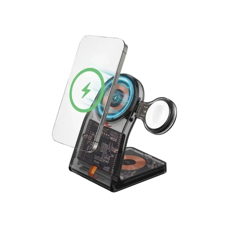 Porodo Transparent Shell Wireless Charging Stand(PD-FWCH062-BK)