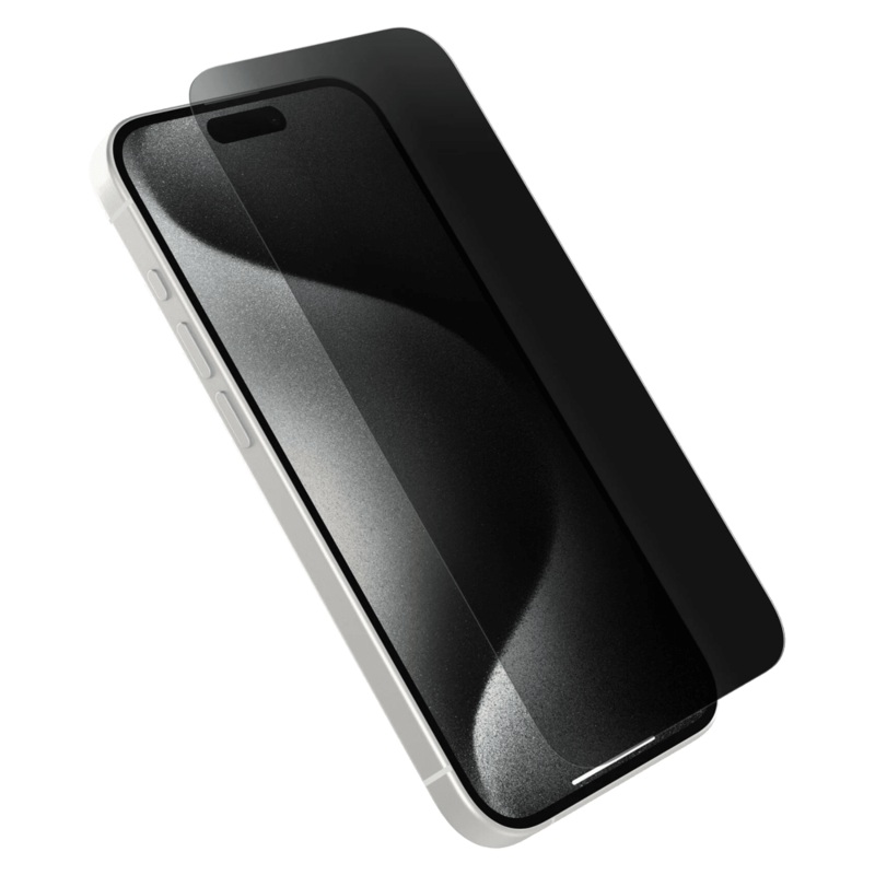 OtterBox Premium Pro Glass Antimicrobial Privacy Screen Protector for Apple iPhone 15 Pro Clear