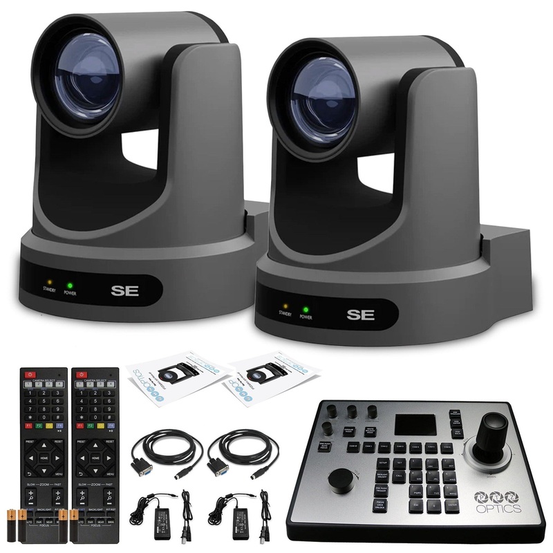 2 x PTZOptics Move SE PTZ Camera with 12x Optical Zoom (PT12X-SE-GY-G3) + PTZOptics PT-JOY-G4