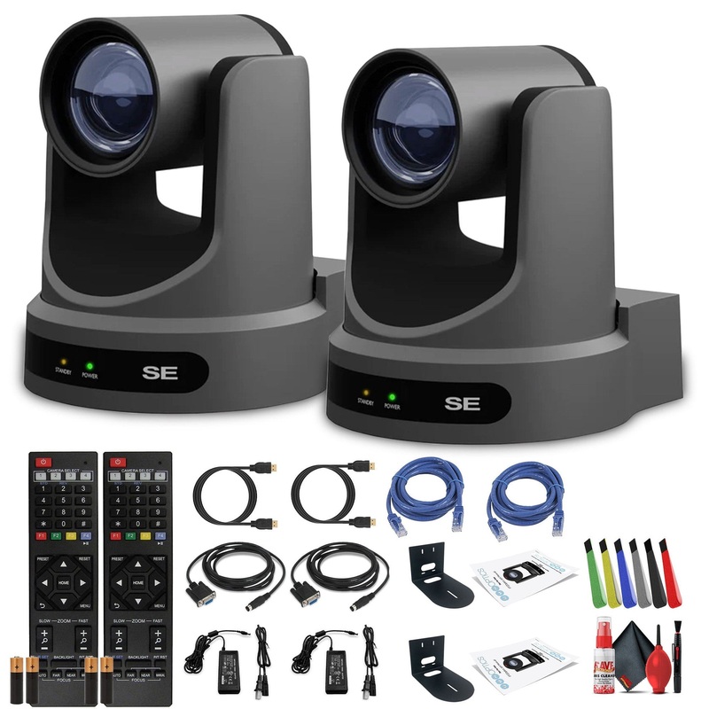 2 x PTZOptics Move SE PTZ Camera with 30x Optical Zoom (Gray) (PT30X-SE-GY-G3) + 2 x  Wall Mount