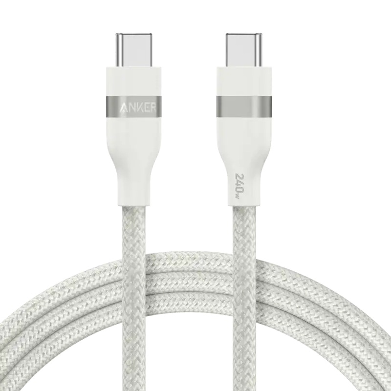 Anker USB-C to USB-C Cable 240W (Upcycled-Braided) (0.9m/3ft) -White