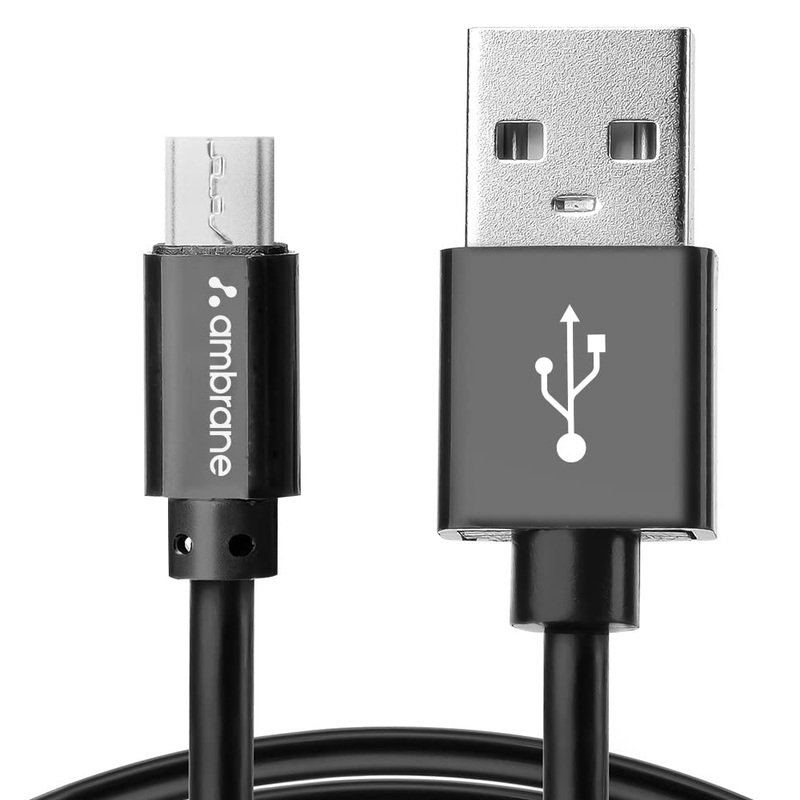(Open Box) Ambrane 2.4A Fast Charging Output Cable with Micro to USB for Mobile, Neckband, True Wireless Earphone Charging, 480mbps Data Sync Speed, 1m Length (ACM – AZ1, Black)