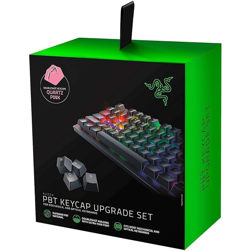 (Open Box) Razer Doubleshot PBT Keycap Upgrade Set for Mechanical & Optical Keyboards: Compatible with Standard 104/105 US and UK layouts – Quartz Pink – RC21-01490300-R3M1