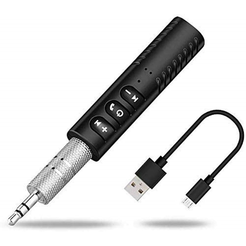 (Open Box) Sounce Bluetooth 5.0 Receiver for Car, Noise Cancelling Bluetooth AUX Adapter, Bluetooth Music Receiver for Home Stereo/Wired Headphones/Hands-Free Call, 16H Battery Life