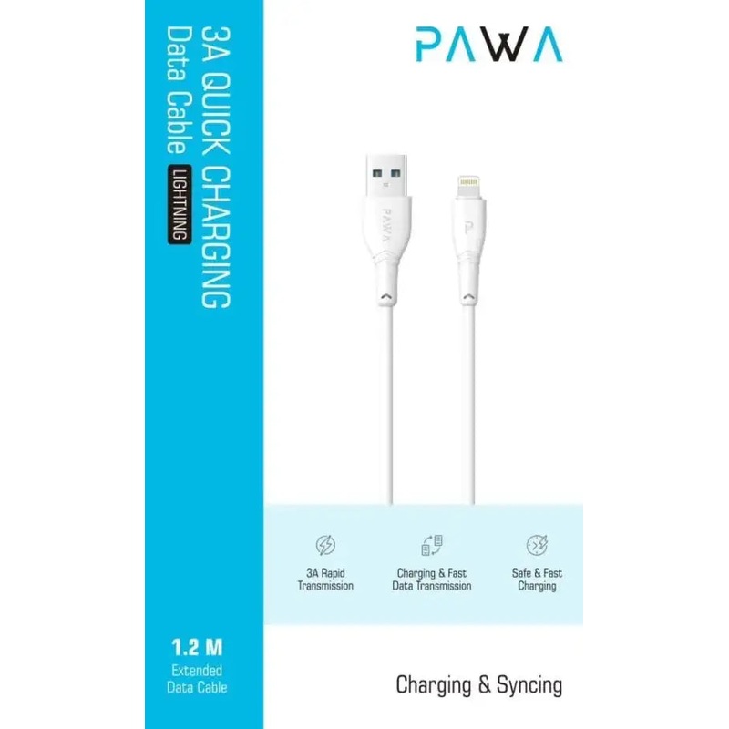 Pawa -PW-12PVC27CL-WH,Pawa USB-C to Lightning 27W Quick Charging PVC Cable 1.2m/4ft,White