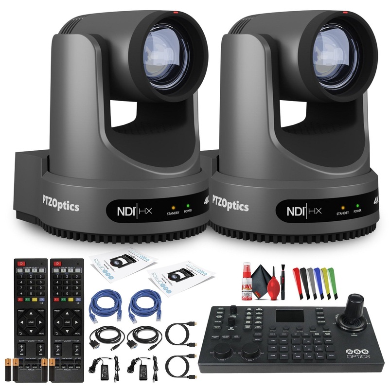 2 x PTZOptics Move 4K PTZ Camera with 20x Zoom (Gray) (PT20X-4K-GY-G3) + SuperJoy PTZ Controller