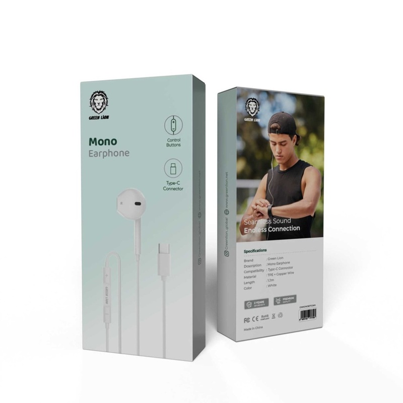 Green Lion Wired Mono Earphones with Type-C Connector