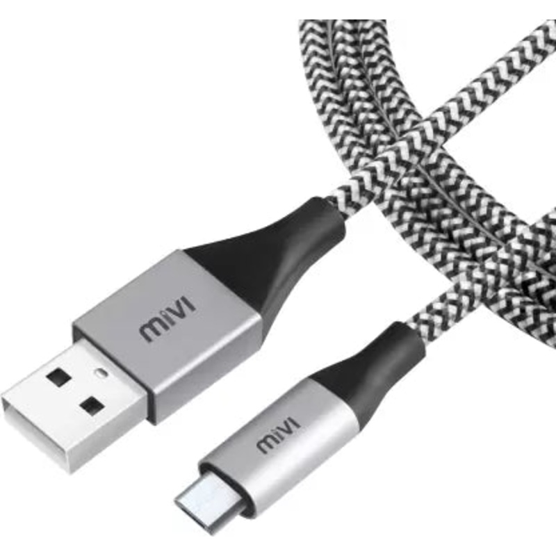(Open Box) Mivi Micro USB Cable 2 A 1.8 M 6 Ft Long Nylon Braided Original Tough Black Micro  (Compatible with All Smartphones, Tablets and MP3 player, Multicolor, One Cable)