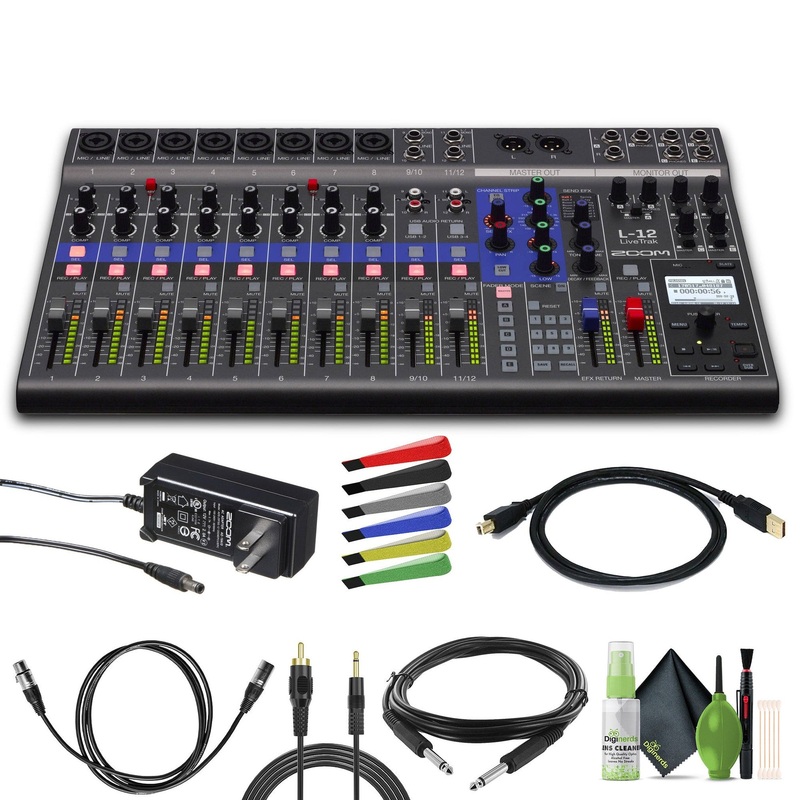 Zoom LiveTrak L-12 – 12-Channel Digital Mixer & Multitrack Recorder Bundle