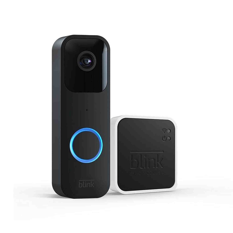Blink Video Doorbell + Sync Module 2 | Two-year battery life, Two-way audio, HD video, motion and chime app alerts and Alexa enabled – wired or wire-free (Black)