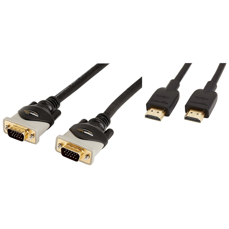 (Open Box) Amazon Basics 10-Feet VGA to VGA Cable & High-Speed HDMI Cable, 3 Feet – Supports Ethernet, 3D, 4K video,Black