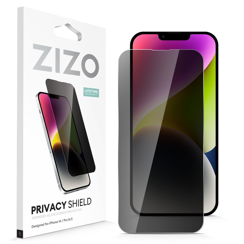 ZIZO PRIVACY Tempered Glass Screen Protector for iPhone 14, iPhone 13 – Privacy