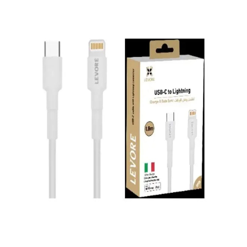 Levore USB-C to Lightning Cable, MFI Certified, 20W, 1.8M – White – LCS412-WH