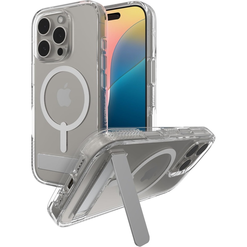 ZAGG – Crystal Palace Snap MagSafe Case with Kickstand for Apple iPhone 16 Pro – Clear
