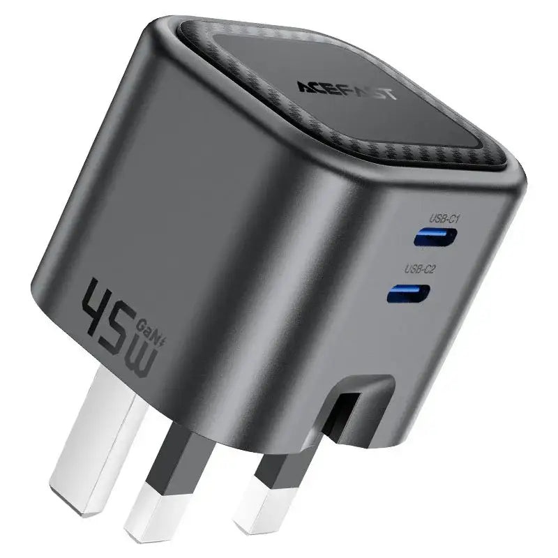 AceFast | 18500 | A121 | PD45W Folding Gan (C+C) Charger Metal | Black
