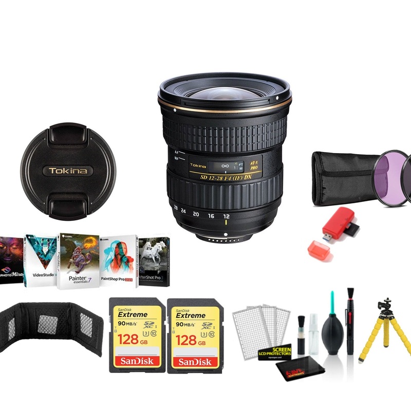Tokina 12-28mm f/4.0 AT-X Pro APS-C Lens for Canon – Kit with 2x 128GB Memory Cards