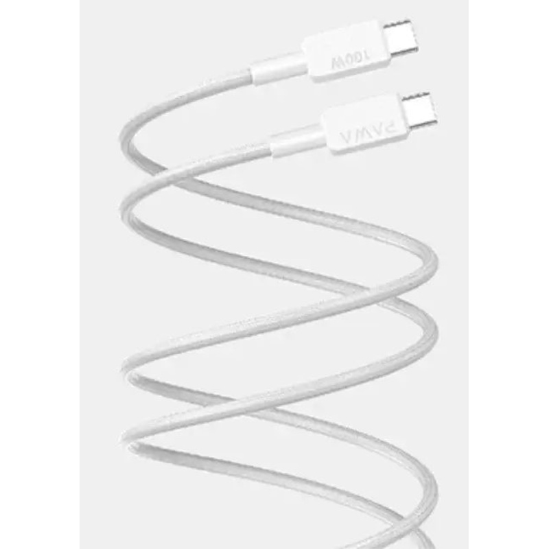 PW-12B10CC-WH PAWA EL-CARO PREMIUM BRAIDED CABLE USB-C TO USB-C 100W 1.2M White