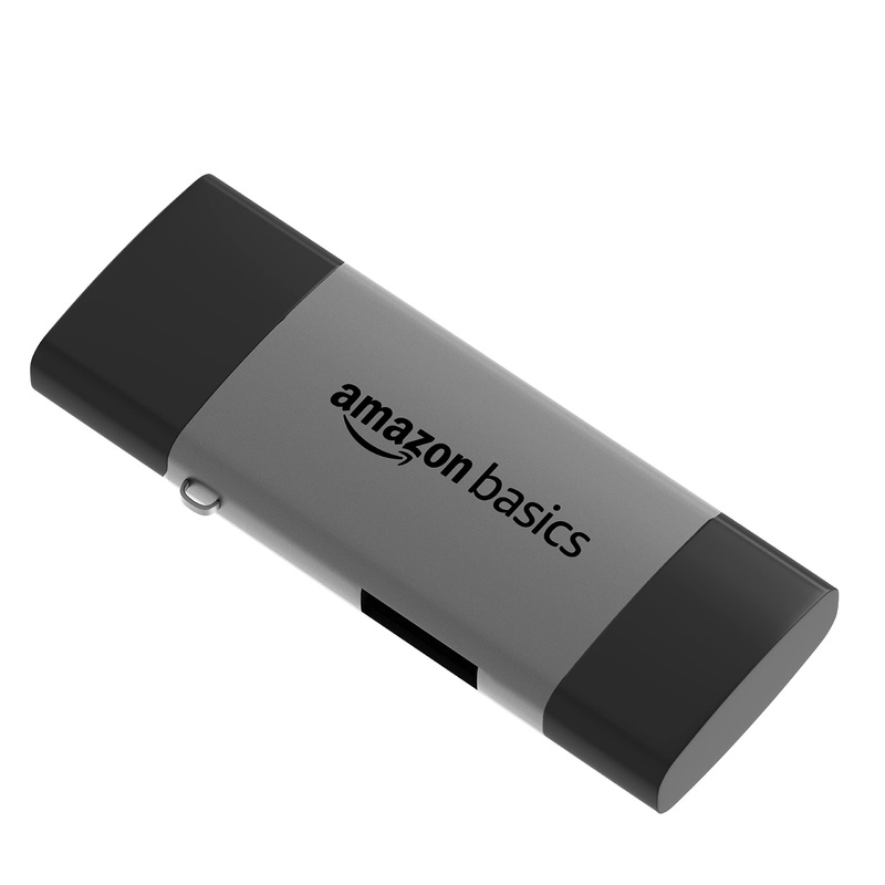 (Open Box) Amazon Basics OTG Card Reader and Hub with Type-C, USB & Micro USB Ports | Portable Memory Card Reader Supports USB Drives, TF, SD, Micro SD, SDHC, SDXC, MMC (Grey)
