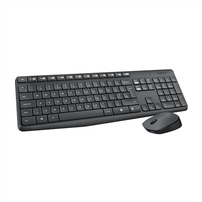 (Open Box) Logitech MK235 Wireless Keyboard and Mouse Set for Windows, 2.4 GHz Wireless Unifying USB Receiver, 15 FN Keys, Long Battery Life, Compatible with PC, Laptop – Black