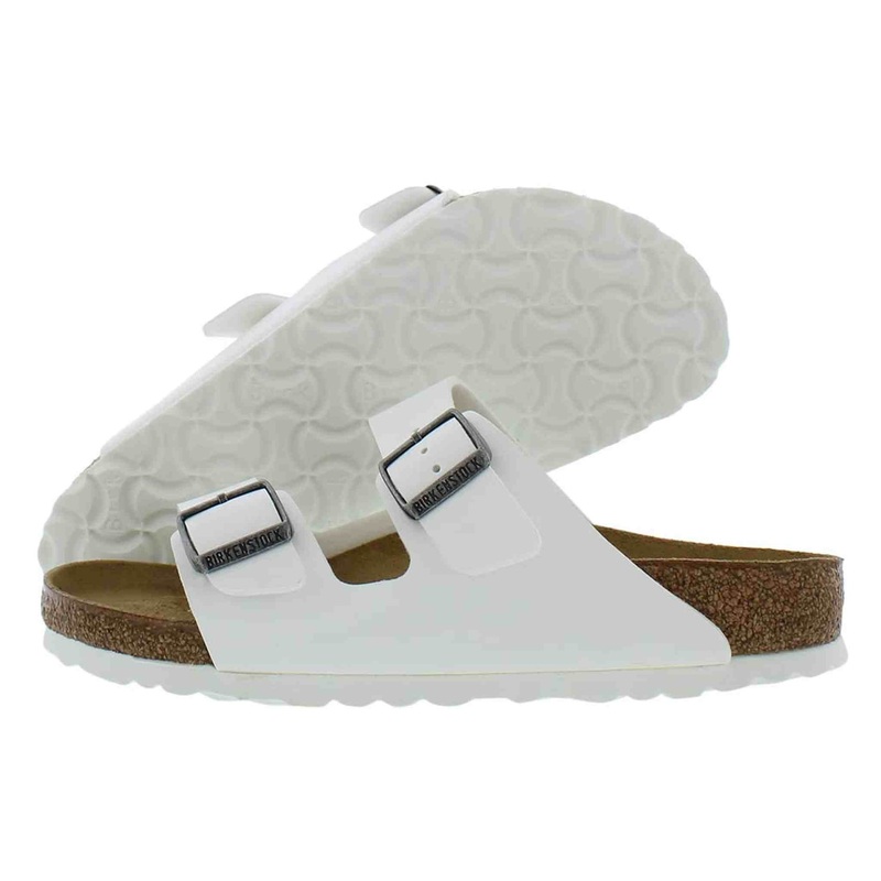Birkenstock Women’s Arizona Birko-Flo White Birko-Flor Sandals – 37 R EU (US Women EU’s 6-6.5)