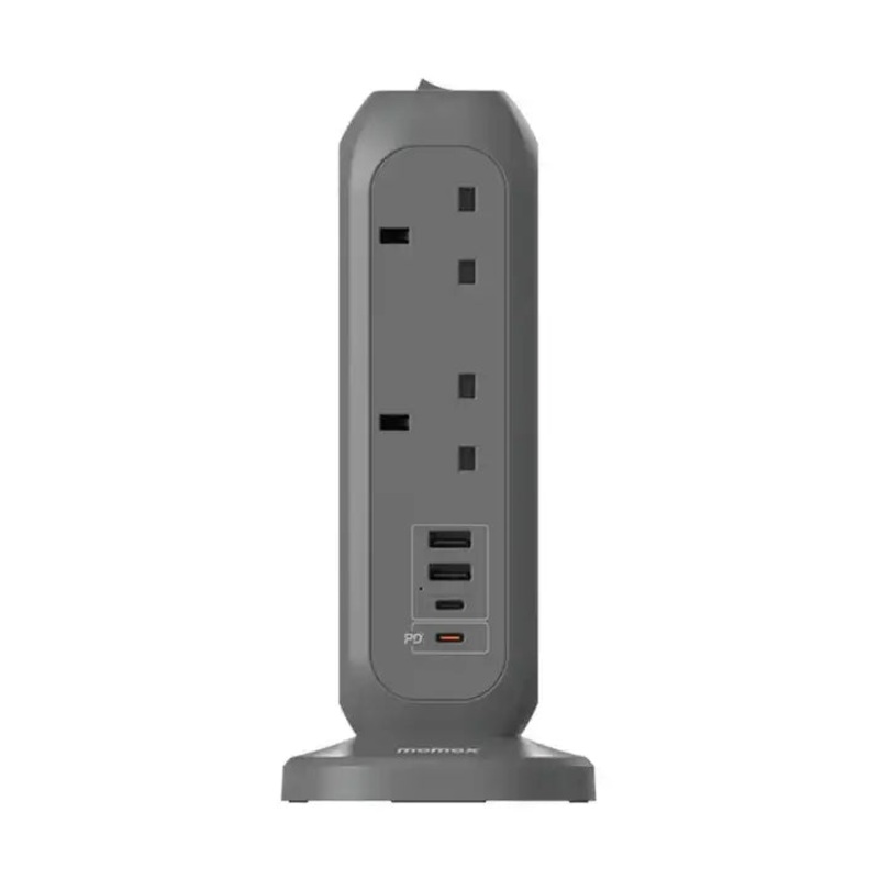 US11UKE | Momax ONEPLUG11-OutletPowerStripWithUSB| Grey