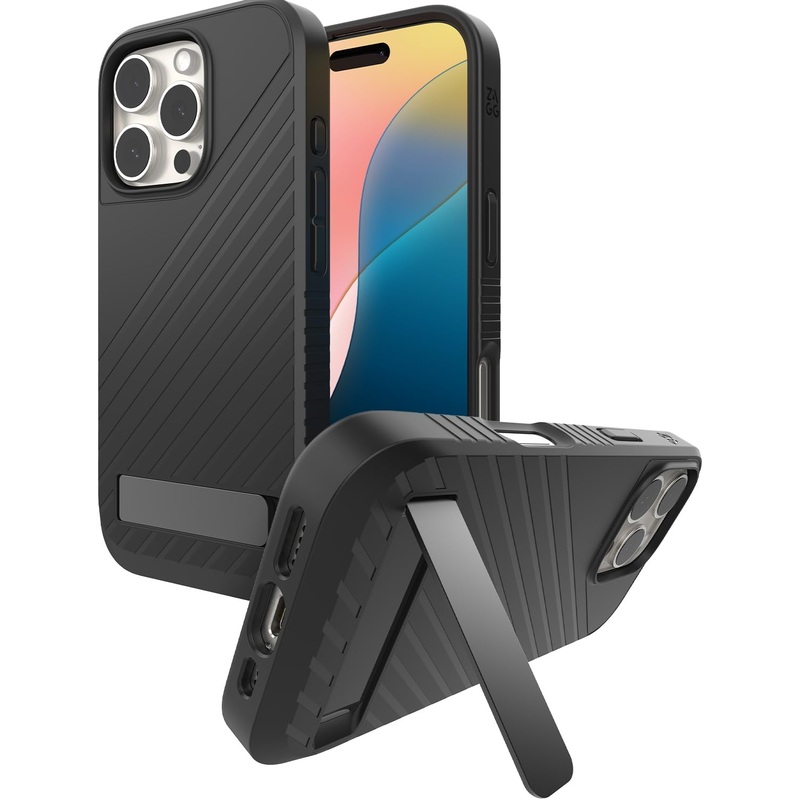 ZAGG – Denali Snap MagSafe Case with Kickstand for Apple iPhone 16 Pro – Black