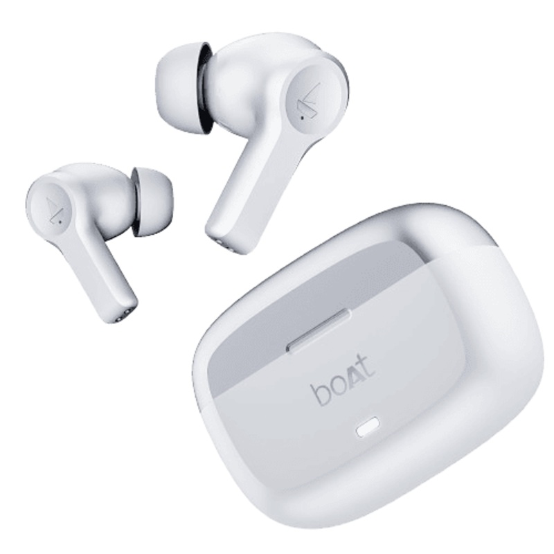 boAt  Airdopes Flex 454 ANC TWS Earbuds | 60HRS Playback Quad Mics ENx Tech | Zinc White