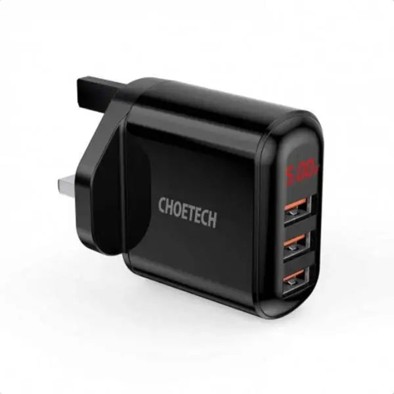 Choetech 3 Port USB Wall Charger with Digital Display Q5009-BK