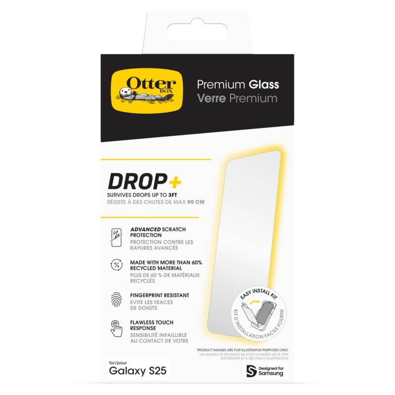 OtterBox Premium Glass Screen Protector for Samsung Galaxy S 2025 Small Clear