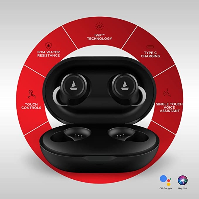 (Open Box) Boat Airdopes 391 V5.0 Bluetooth Truly Wireless in Ear Earbuds, 23 Hours Playback, ASAP Charge, Ipx4,Voice Assistant with Mic, Active Black