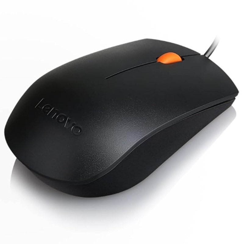 (Open Box) Lenovo 300 Wired Plug & Play USB Mouse, High Resolution 1600 DPI Optical Sensor, 3-Button Design with clickable Scroll Wheel, Ambidextrous, Ergonomic Mouse for Comfortable All-Day Grip (GX30M39704)