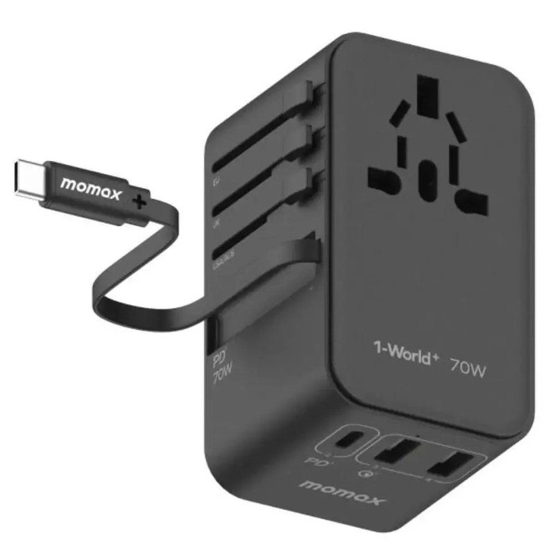 UA22D | Momax 1-World270W5-PortUSB-CACTravelAdaptor| Black