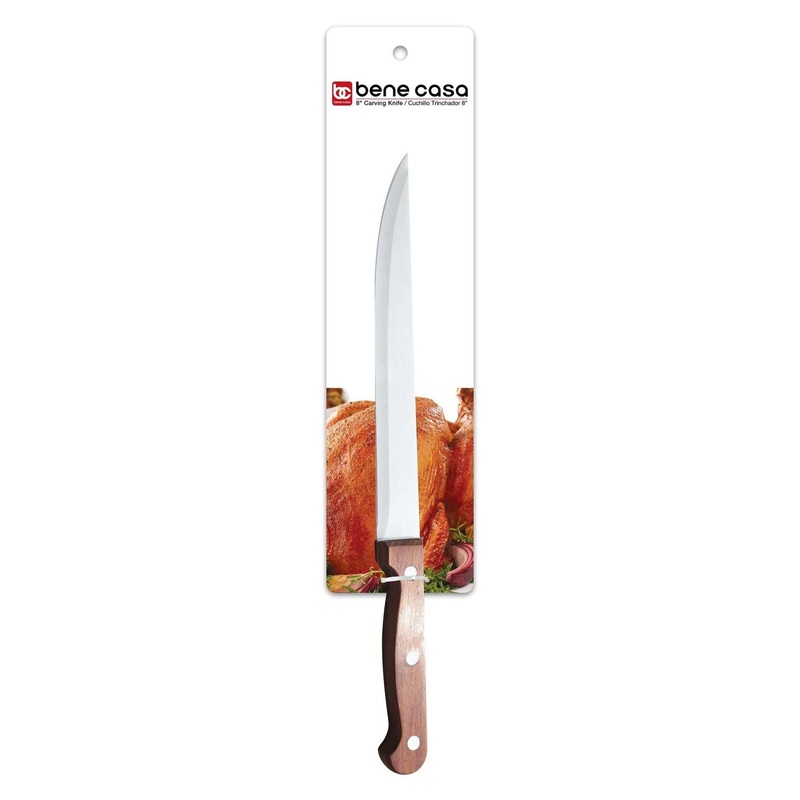Bene Casa Chef knife with rosewood handle, stainless steel blade, full tang and triple riveted handle 8 Carving Knife