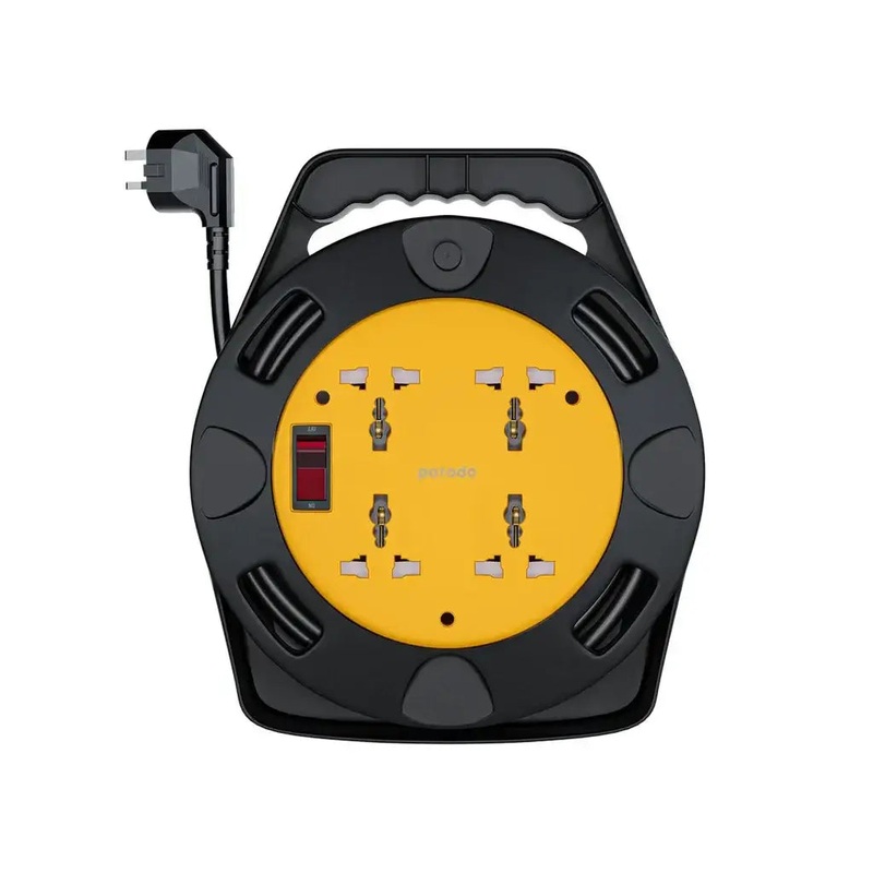 Porodo Reel Extension 4 Universal AC Sockets Portable Easy To Carry 10m Black