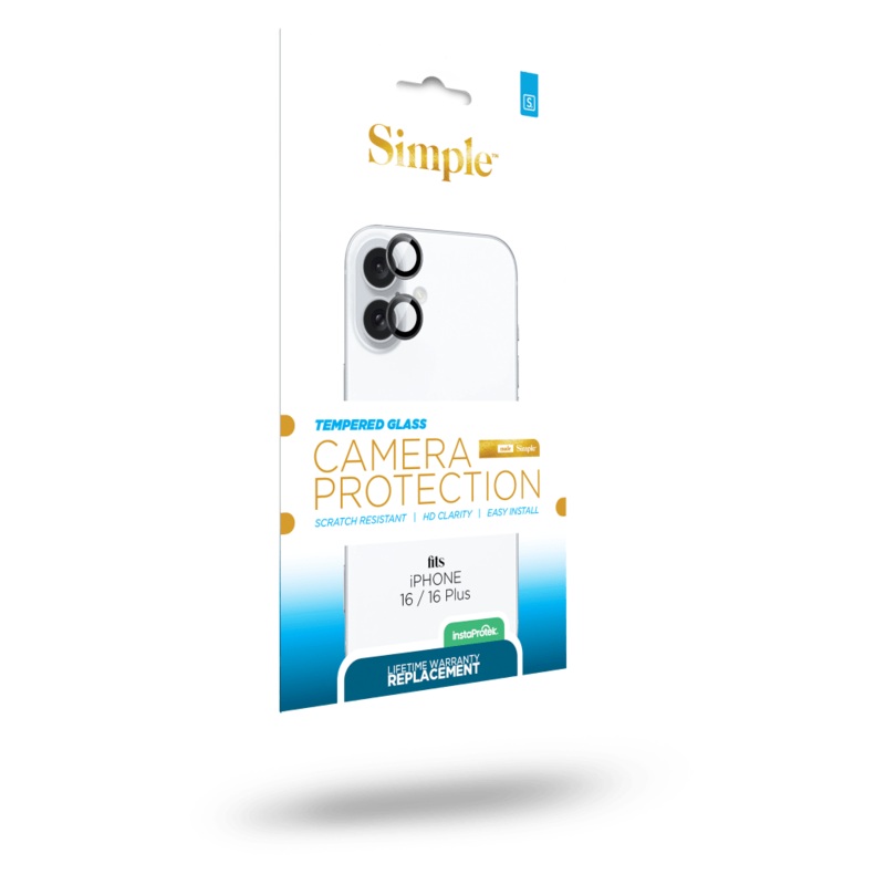 Simple Camera Lens Tempered Glass Screen Protector for Apple iPhone 16 Clear