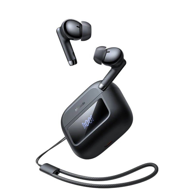 Mcdodo B04 TWS Earbuds with Digital Display & Lanyard – Black