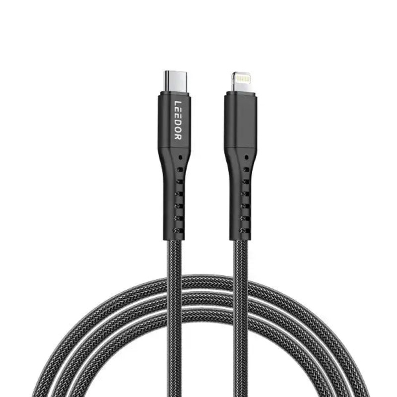 LD-009QC-L , LEEDOR BRAIDED CABLE 1.2M C-LIGHTNING , BLACK