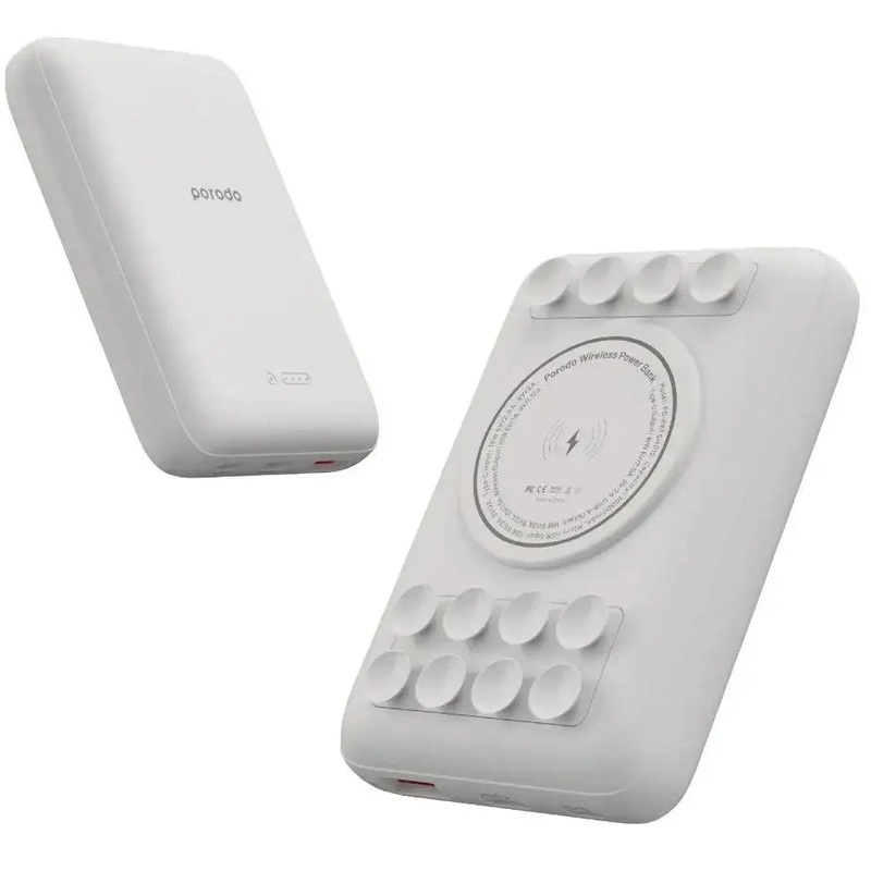 Porodo-PD-PBFCH012-WHPorodo 10000mAh Suction Power Bank With Type-C PD Input & Output White