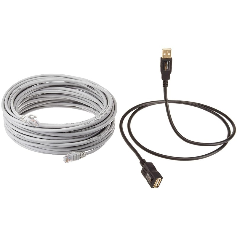 (Open Box) amazon basics RJ45 Cat-5e Network Ethernet Patch/LAN Cable for Router – 50 Feet (15.2 Meters, White) USB 2.0Printer (Black, 9.8 Feet/3 Meters)