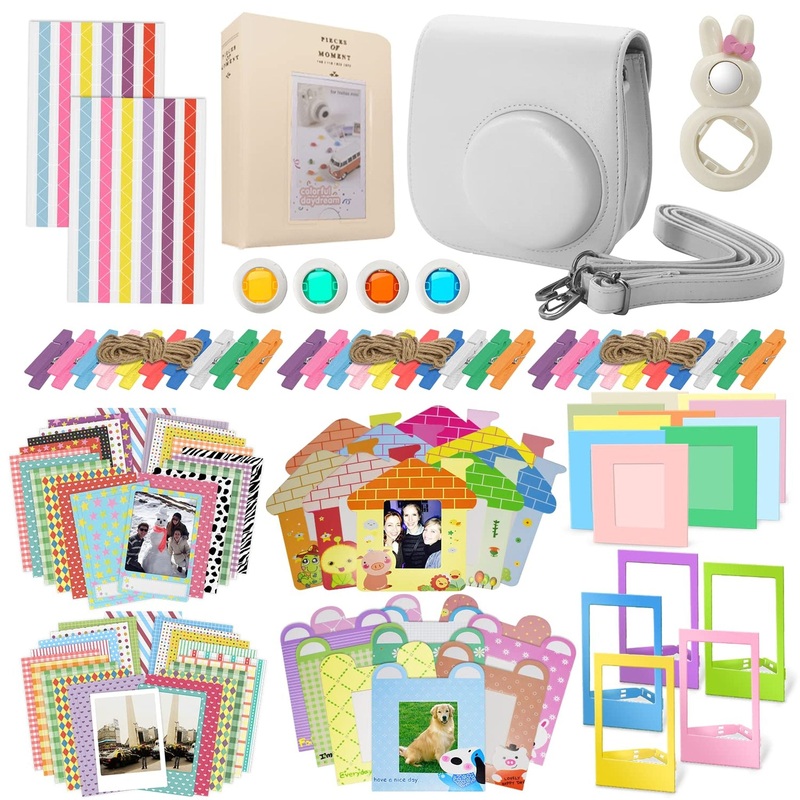 Xpix Accessory Kit for Fujifilm Instax Mini 8, 8+ & 9 Includes, (Brown) Case, Album, Selfie Mirror, Colored Close up Lenses, 40 Film Frames, 12 Color Markers & Complete Bundle