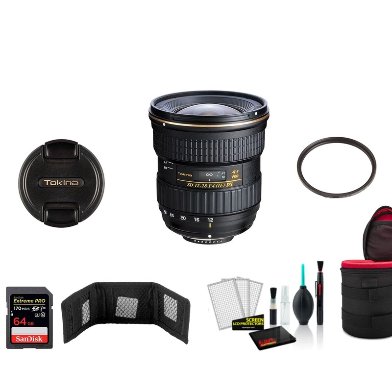 Tokina 12-28mm f/4.0 AT-X Pro APS-C Lens for Canon – Kit with 64GB Memory Card