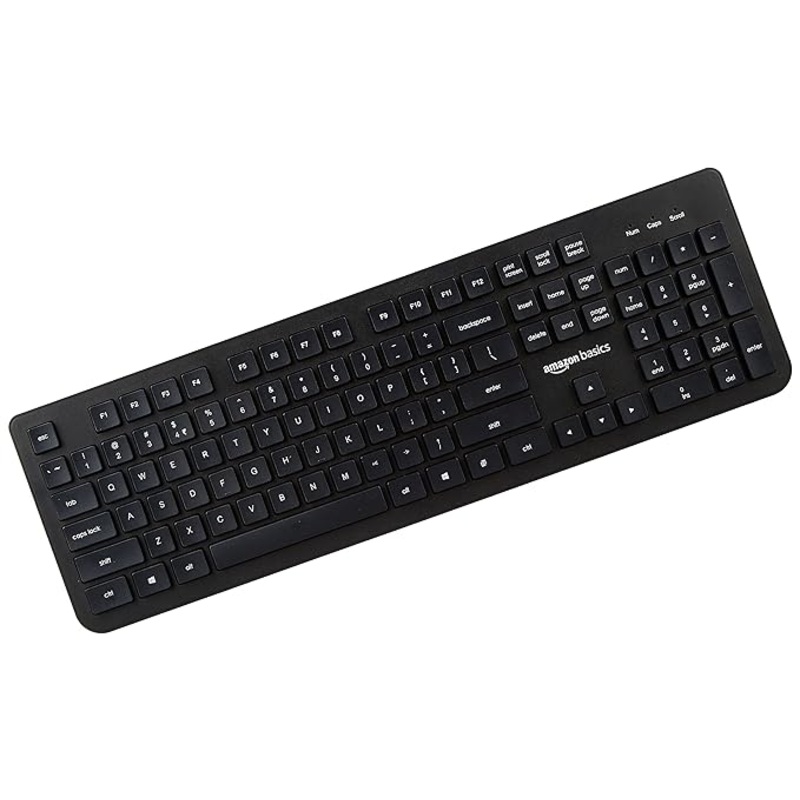 (Open Box) Amazon Basics Wired Keyboard for Windows, USB 2.0 Interface, for PC, Computer, Laptop, Mac (Black)