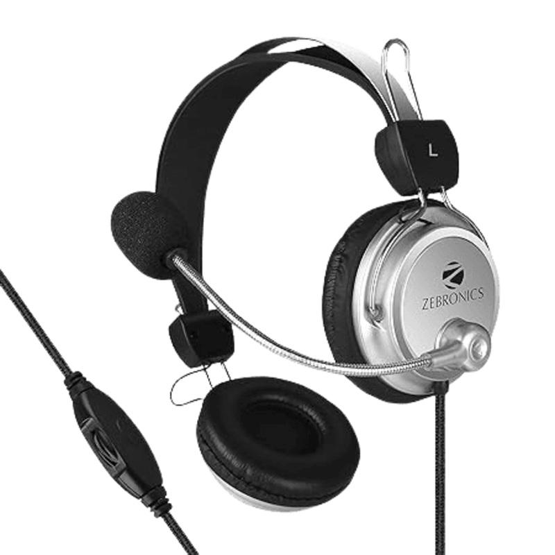 ZEBRONICS ZEB-1001HMV Headset Wired Headphone 3.5mm with Mic Soft Padded Cup Over Ear