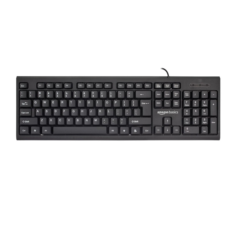 (Open Box) Amazon Basics Wired Multimedia Keyboard with 107 Keys, USB 2.0 Interface, for Gaming Pc, Computer, Laptop, Mac