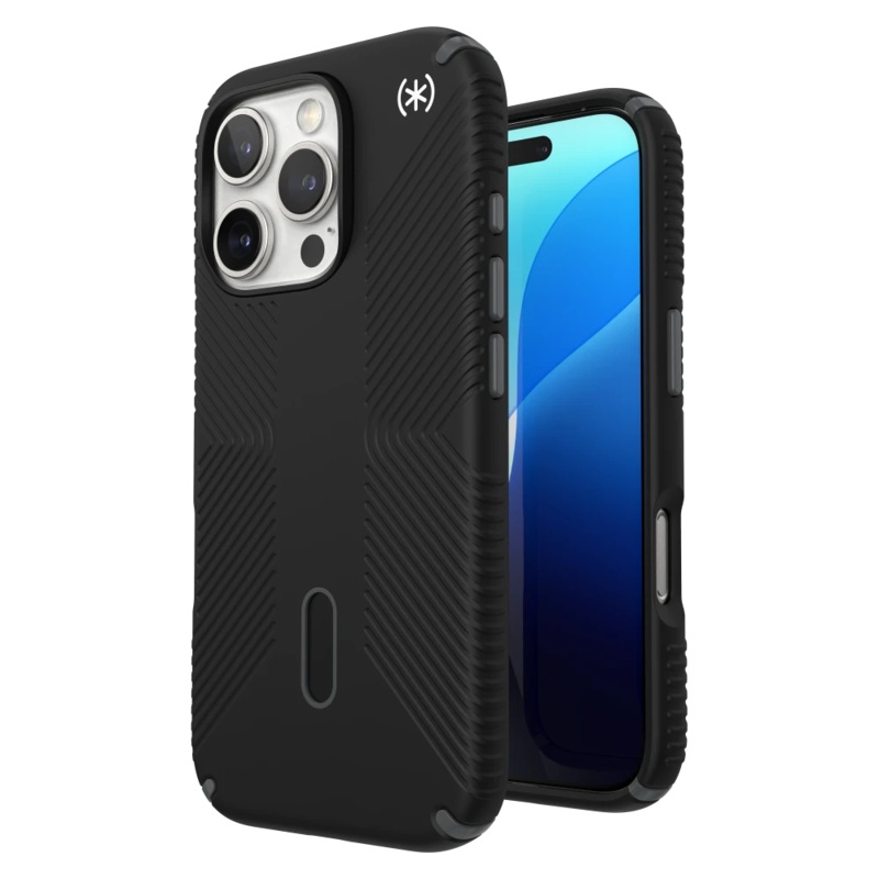 Speck – Presidio Perfect Clear Grip Case with ClickLock for Apple iPhone 16 Pro – Black