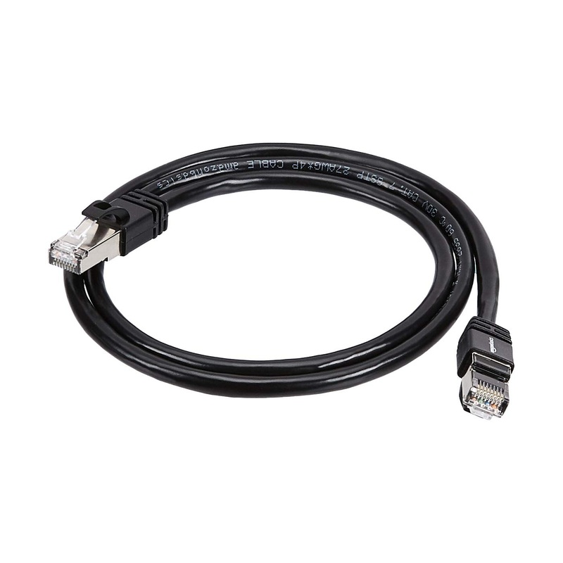 (Open Box) amazon basics Rj45 Cat 7 High-Speed Gigabit Ethernet Patch Internet Cable For Printer, Server (10Gbps, 600Mhz – Black, 3-Feet), Black