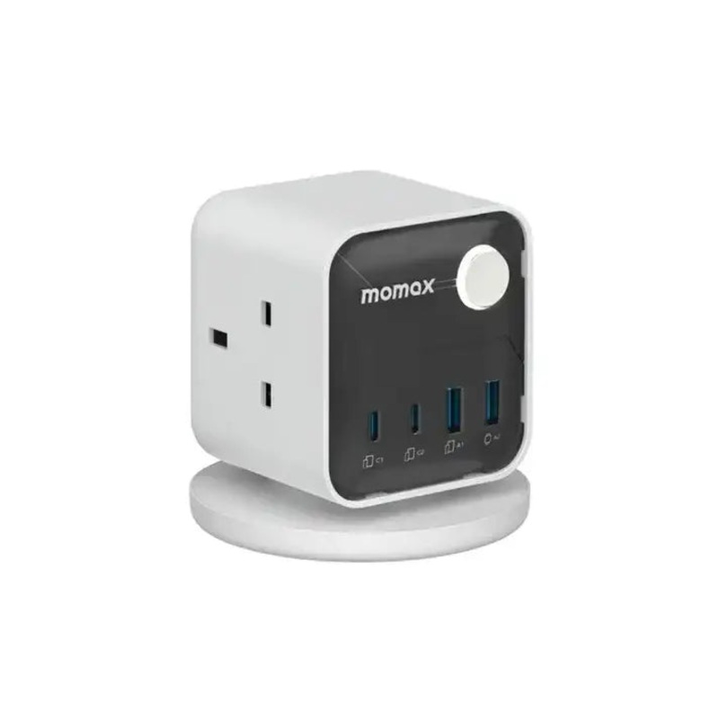 US20UKW | Momax 1-ChargeWorkFlow3-OutletPowerCubewithUSB| White