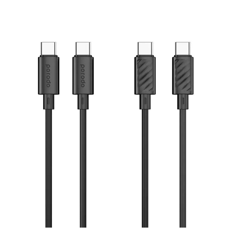 Porodo Blue 60W PD Type-C to Type-C PVC Cable 1.2M – Black